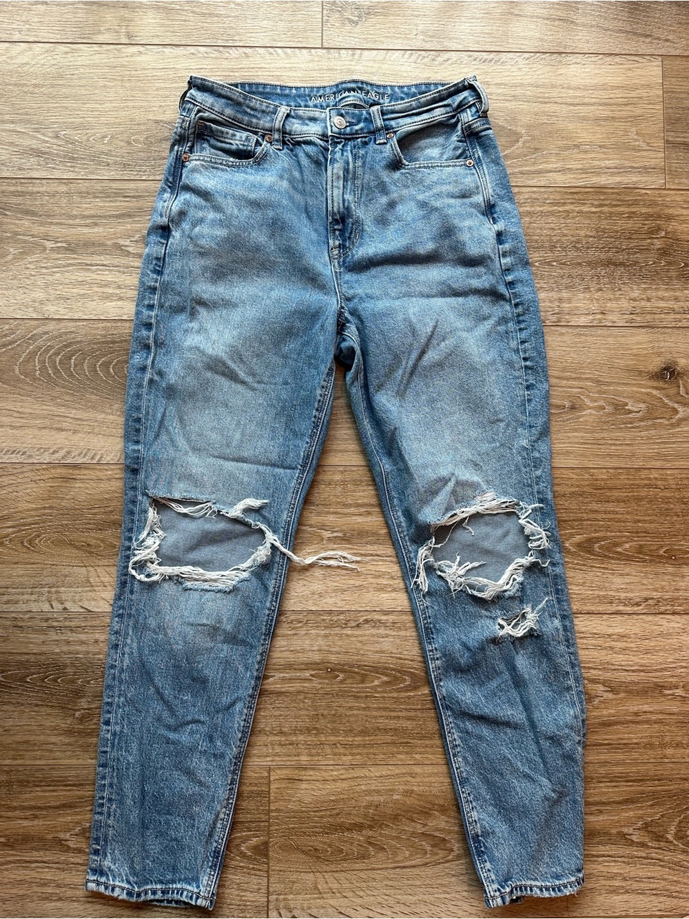 American Eagle Outfitters Distressed Light Blue Boyfriend Jeans